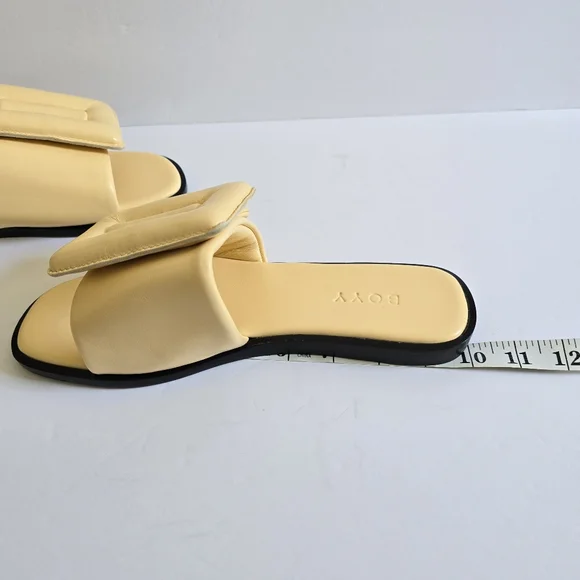 BOYY Leather Flat Sandals Size 39 Light Yellow